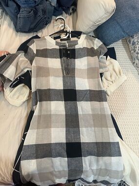 Roolee Black Gray and Cream Plaid Tunic Dress
